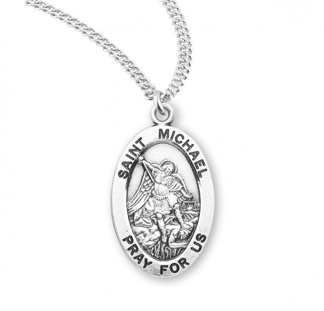 SS OVAL ST MICHAEL MEDAL 20&quot; CHAIN