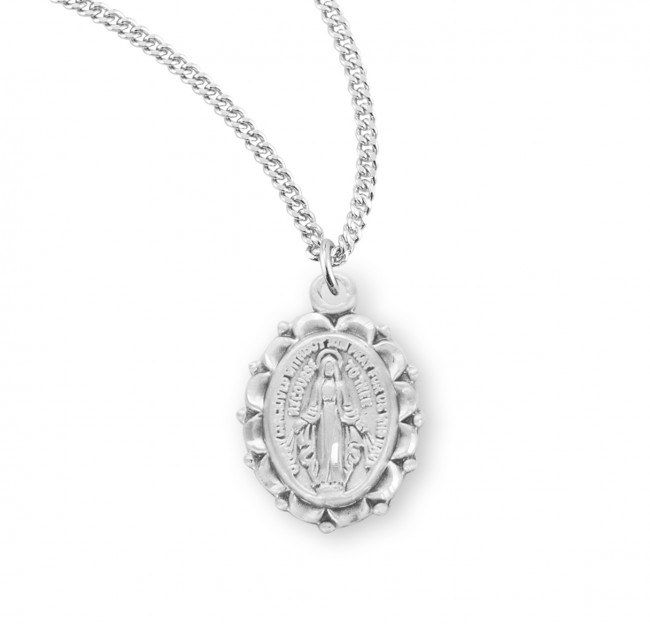 SS SCALLOPED BORDER MIRACULOUS MEDAL