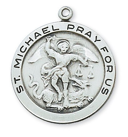 SS ST MICHAEL ROUND MEDAL 24&quot; CHAIN