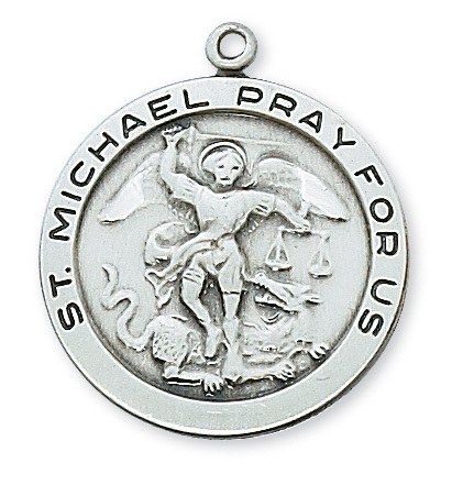 SS ST MICHAEL ROUND MEDAL 24" CHAIN
