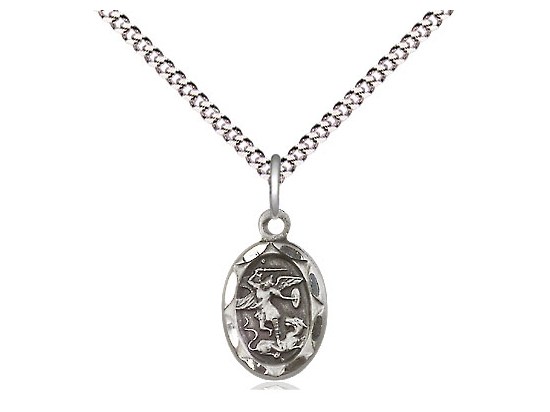 STERLING SILVER TINY ST. MICHAEL MEDAL WITH 18'' CHAIN