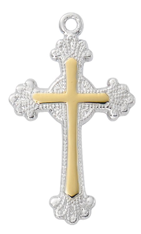 STERLING SILVER TWO-TONE 18'' CROSS