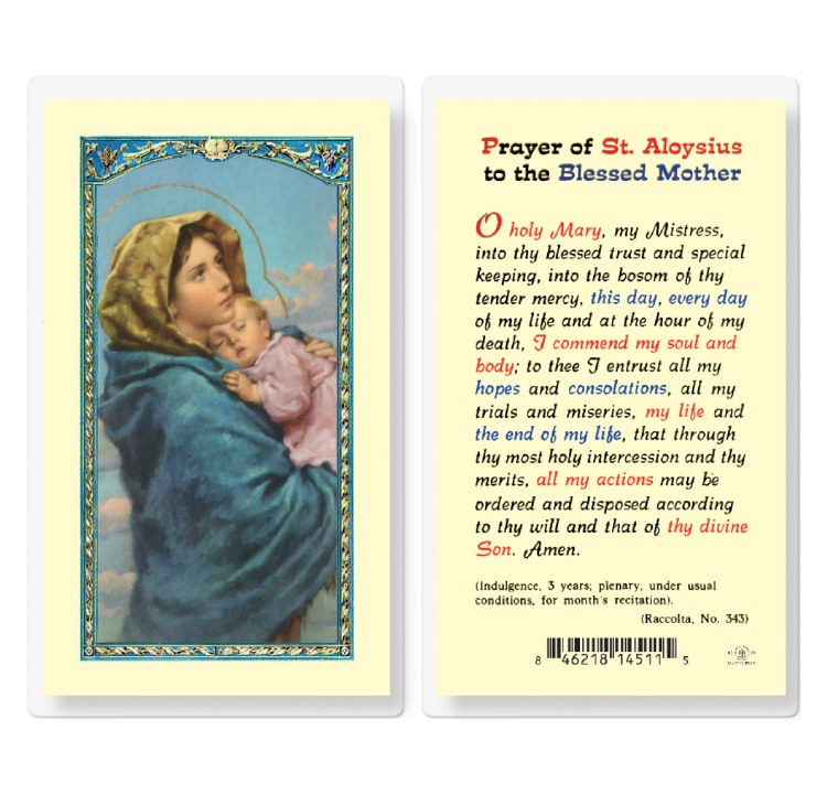 PRAYER OF ST. ALOYSIUS TO THE BLESSED MOTHER