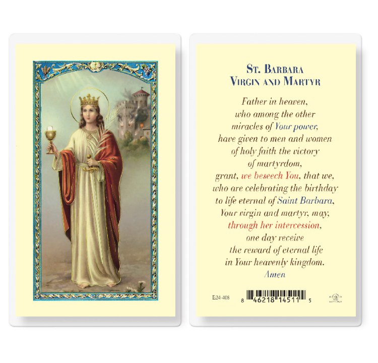 ST BARBARA VIRGIN AND MARTYR PRAYERCARD