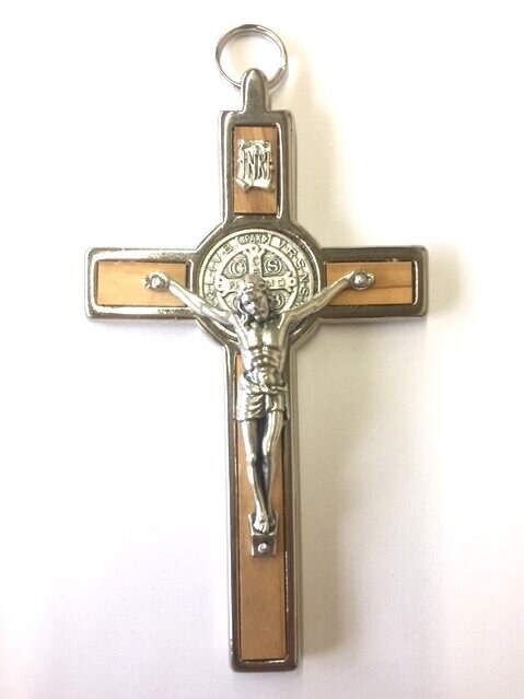 ST BENEDICT CRUCIFIX WITH OLIVE WOOD INSERT