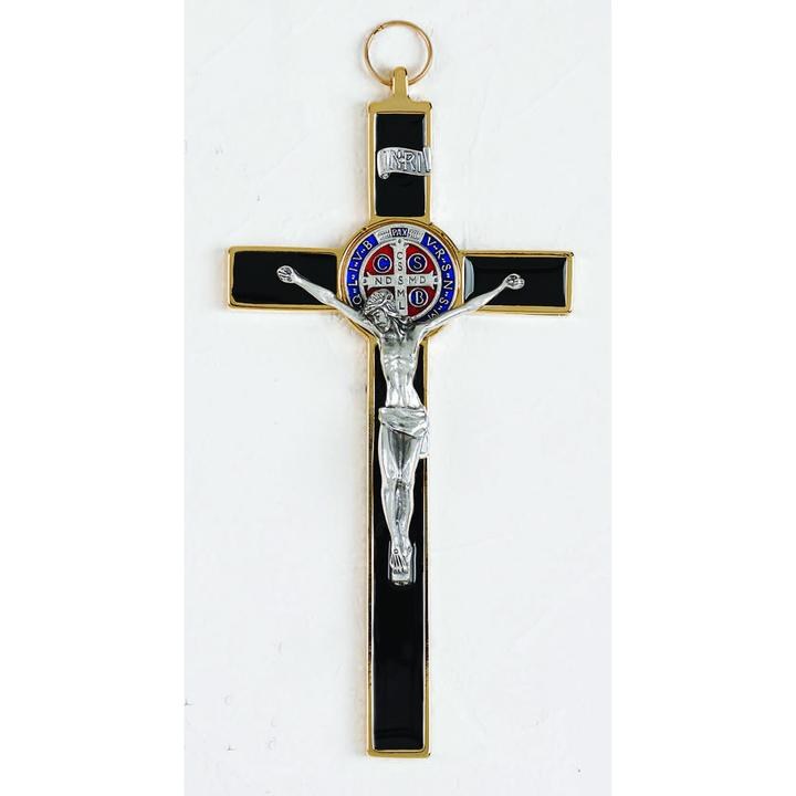 ST BENEDICT GOLD/ BLACK ENAMEL CRUCIFIX