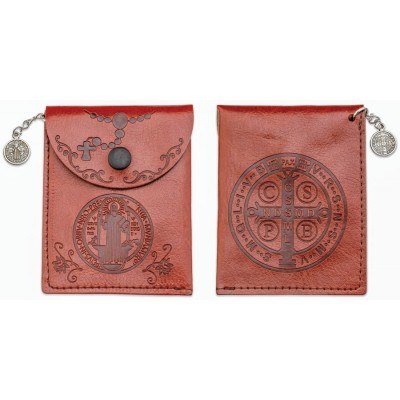 ST BENEDICT ROSARY POUCH FAUX LEATHER