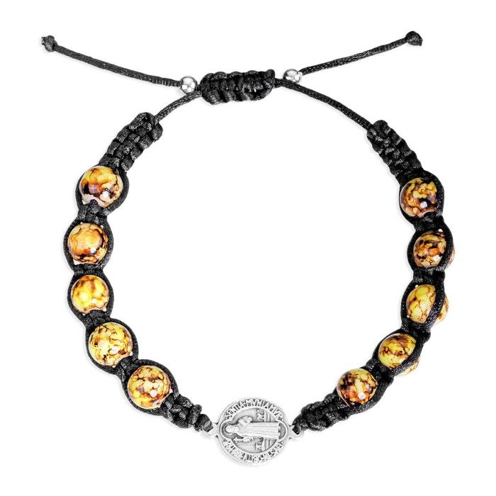 ST BENEDICT GLASS BEAD CORDED BRACELET