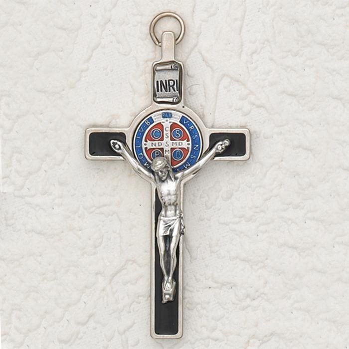 ST BENEDICT BLACK ENAMEL CRUCIFIX