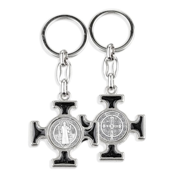 ST BENEDICT BLACK EPOXIED CROSS KEY CHAIN