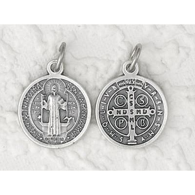 ST BENEDICT SILVER TONED MEDAL