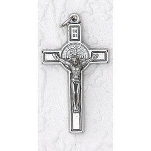 1&quot; ST BENEDICT CROSS SILVER/BLACK TONE