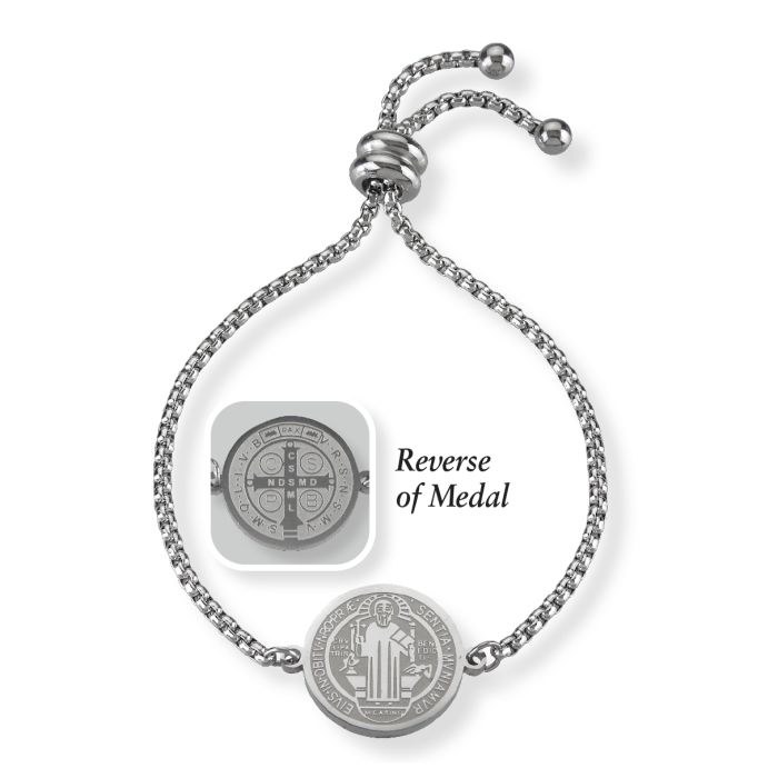 ST BENEDICT ADJUSTABLE SILVER BRACELET