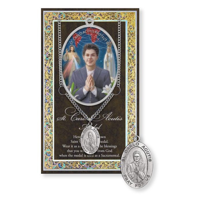 ST CARLO ACUTIS PEWTER MEDAL &amp; BIO BOOKLET