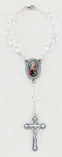 CRYSTAL BEAD ST CHRISTOPHER AUTO ROSARY