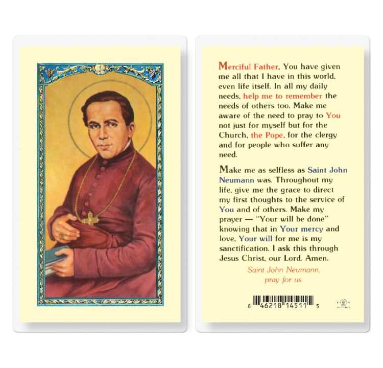 ST JOHN NEUMANN PRAYERCARD