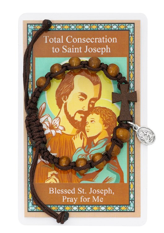 ST JOSEPH CONSECRATION BROWN CORDED BRACELET