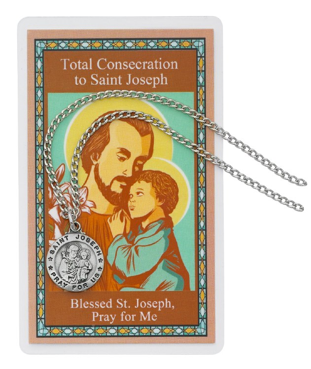 ST JOSEPH CONSECRATION MEDAL AND PRAYER CARD