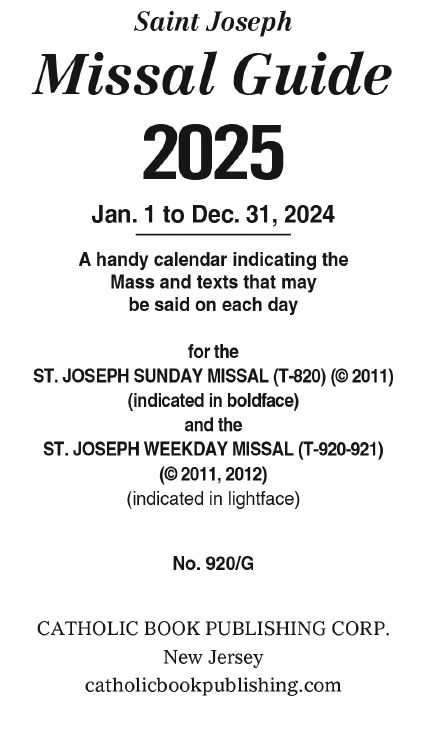 2025 ST JOSEPH MISSAL GUIDE