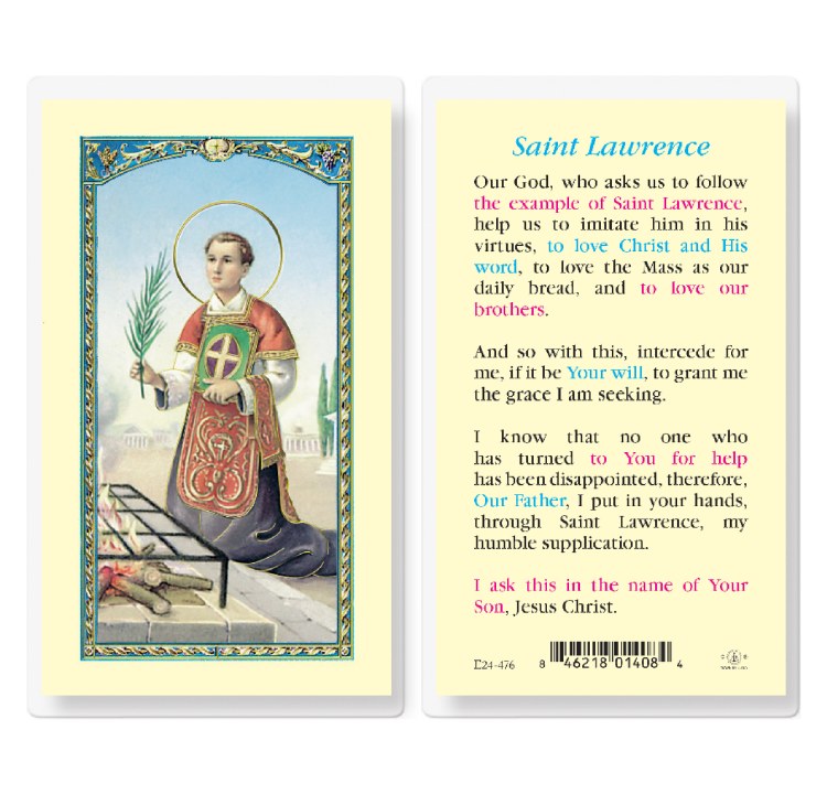 ST LAWRENCE PRAYER CARD