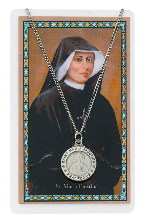 ST MARIA FAUSTINA MEDAL AND PRAYER CARD