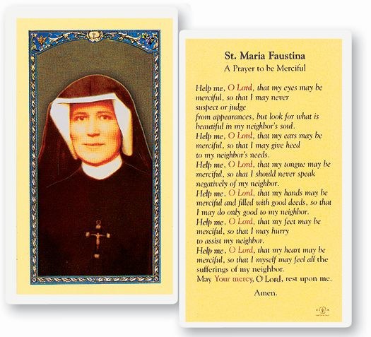 ST MARIA FAUSTINA PRAYERCARD