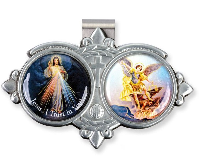 DIVINE MERCY &amp; ST MICHAEL VISOR CLIP