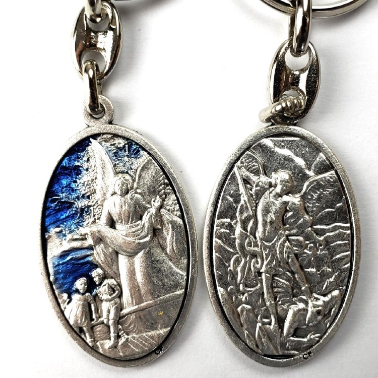 ST MICHAEL &amp; GUARDIAN ANGEL KEY CHAIN