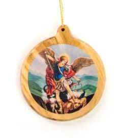 ST. MICHAEL OLIVE WOOD ORNAMENT