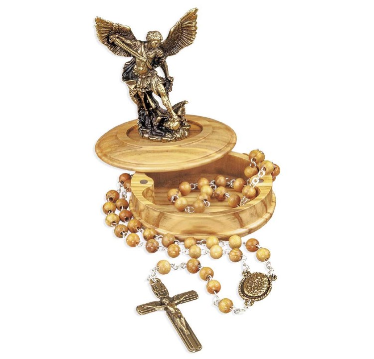 ST MICHAEL KEEPSAKE BOX AND ROSARY