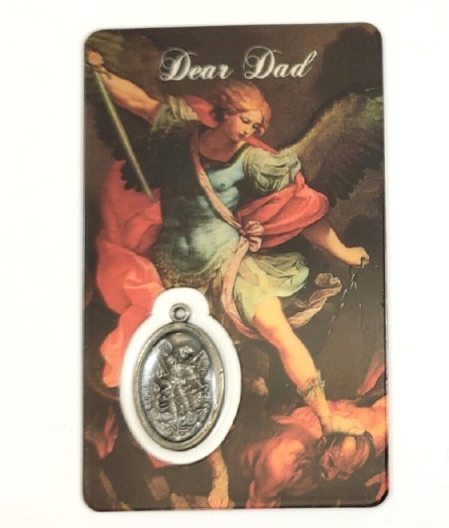 ST MICHAEL PRAYER CARD WITH MEDAL - DEAR DAD