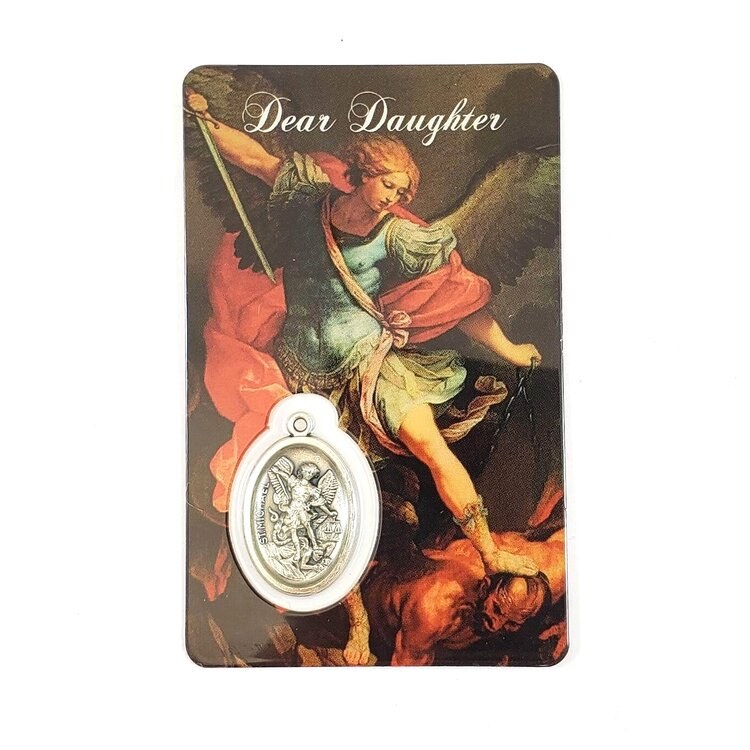 ST MICHAEL PRAYER CARD WITH MEDAL - DEAR DAUGHTER