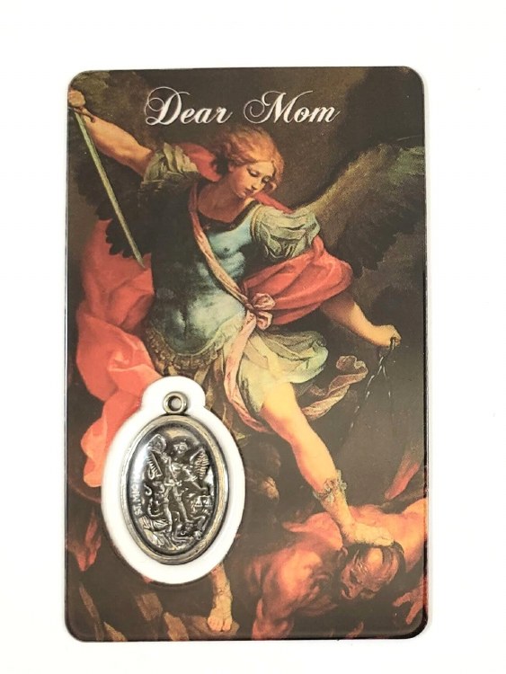 ST MICHAEL PRAYER CARD WITH MEDAL - DEAR MOM