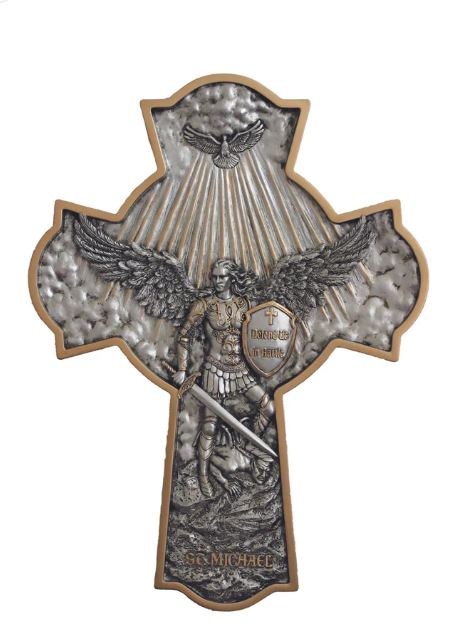 ST. MICHAEL PEWTER WALL CROSS
