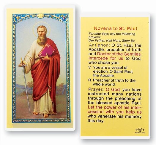 ST PAUL NOVENA PRAYER CARD