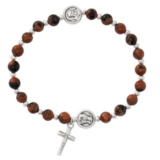 ST PIO SANDSTONE ROSARY BRACELET