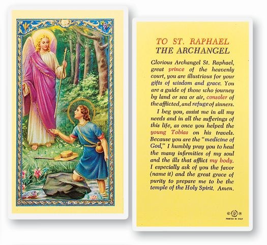 PRAYER TO ST RAPHAEL THE ARCHANGEL LAMINATED PRAYERCARD