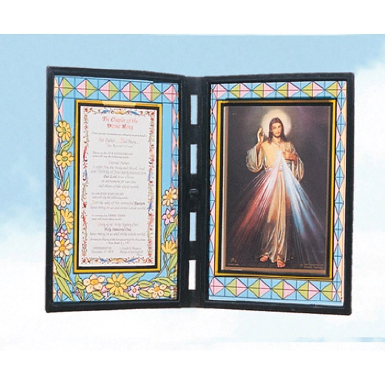 STAINED GLASS PLAQUE WITH DIVINE MERCY