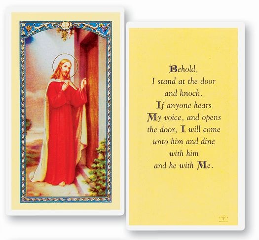 BEHOLD KNOCK AT THE DOOR PRAYER CARD