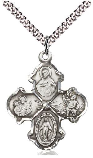 STERLING 4-WAY MEDAL 24" CHAIN