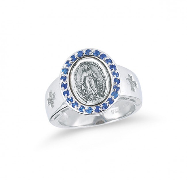STERLING SILVER MIRACULOUS MEDAL SIZE 7 RING