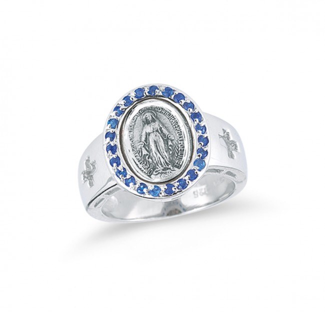 STERLING SILVER MIRACULOUS MEDAL RING SIZE 8