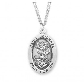 STERLING SILVER LARGE ST. MICHAEL MEDAL