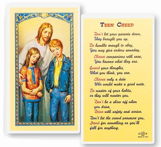 TEEN CREED PRAYER CARD