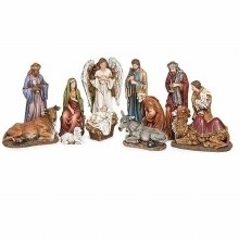 12PC NATIVITY SET W/ KINGS,ANIMALS,ANGEL & SHEPHERD