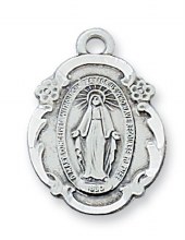 SS MIRACULOUS MEDAL WITH TINY FLOWERS
