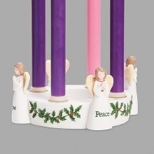 ADVENT CANDLE HOLDER WITH ANGELS & HOLLY