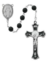 PEWTER BLACK GLASS ROSARY