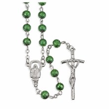 GREEN HAMMERED BEAD ROSARY