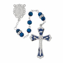 6MM METALLIC BLUE CRYSTAL ROSARY